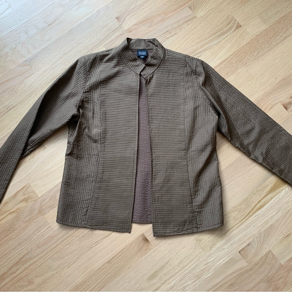 Eileen Fisher 100% silk cardigan open front brown sz small